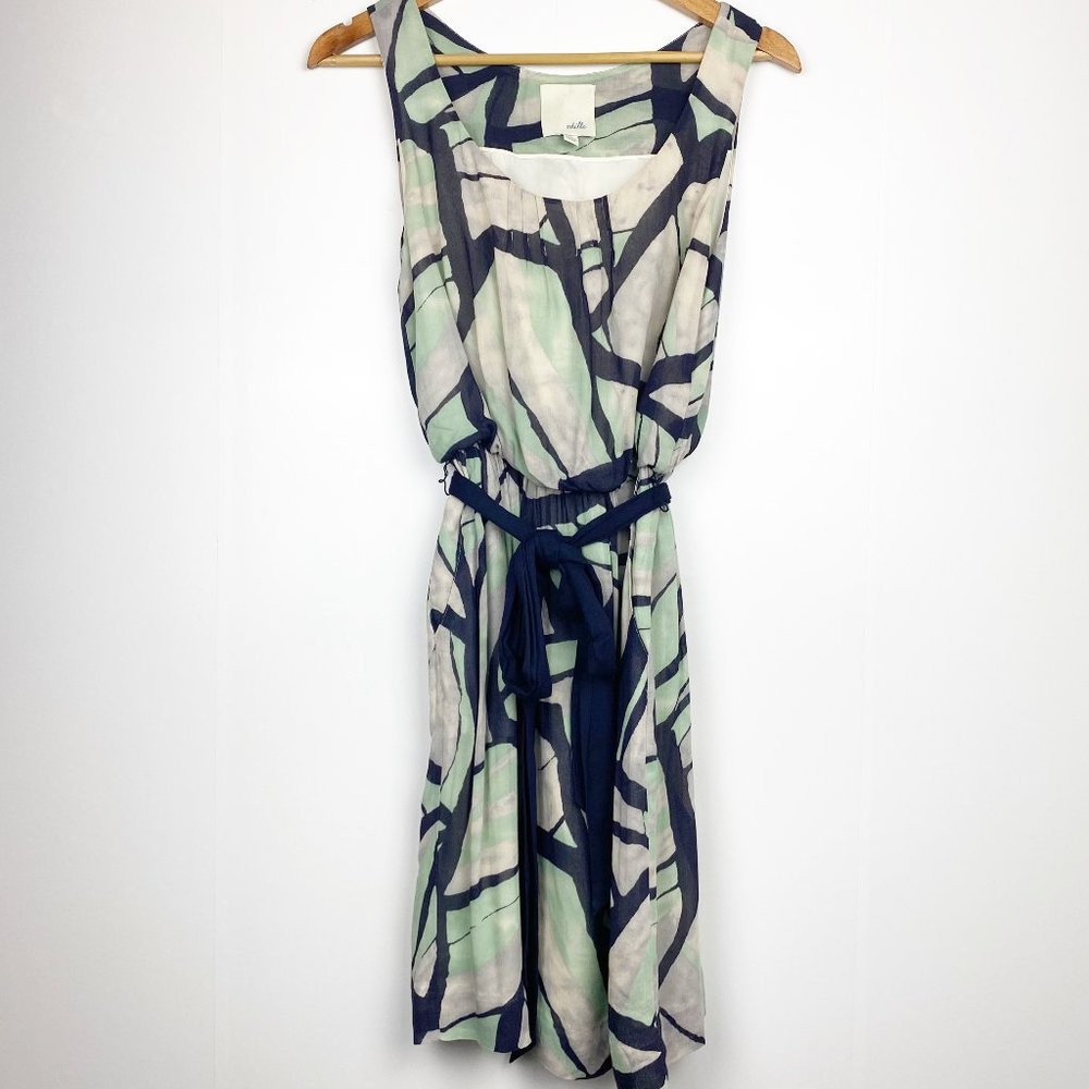 Anthropologie Odille Damselfly Silk Pattern Dress